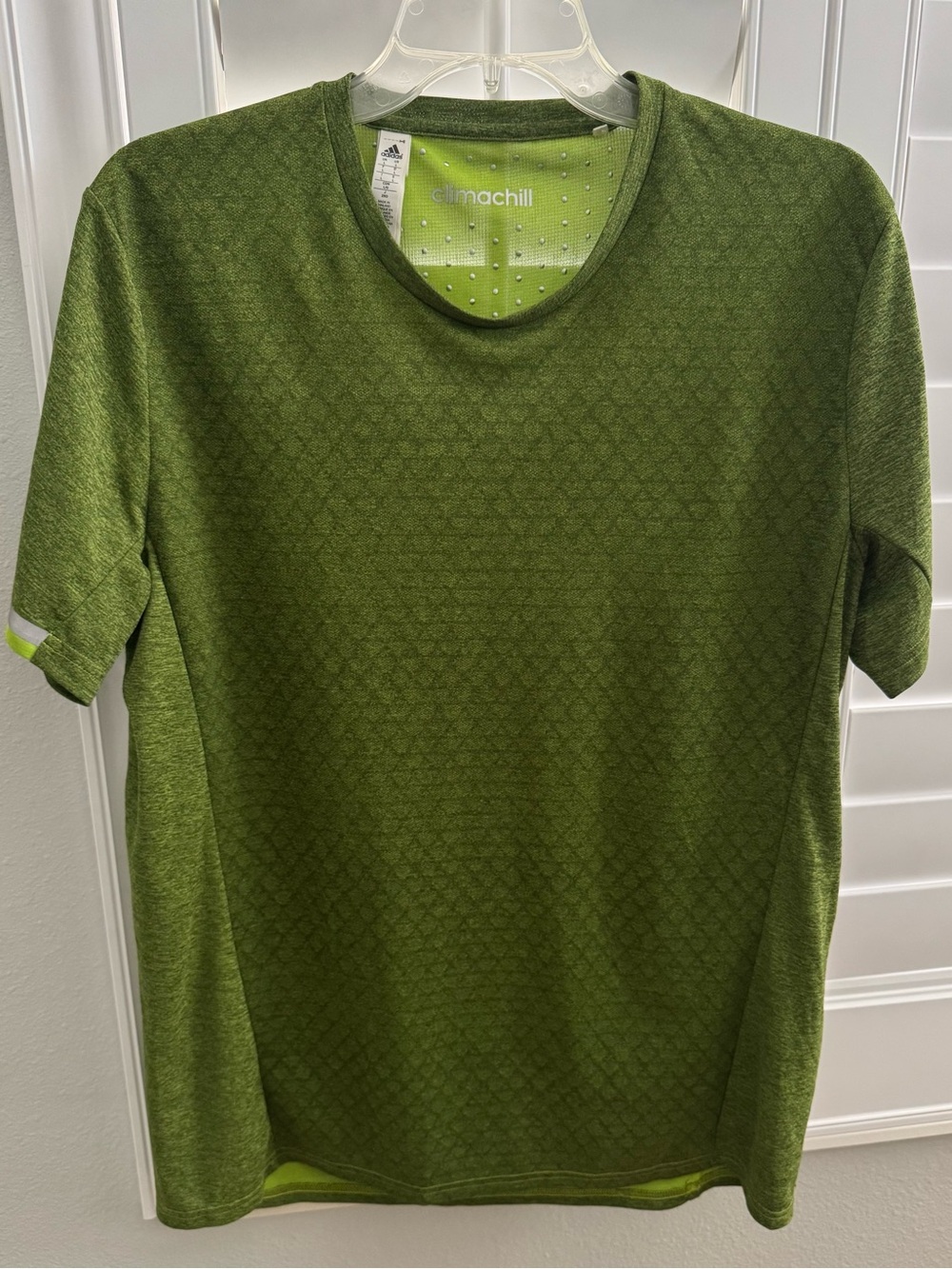 Mens Adidas Climachill Performance Running Athletic Soccer Tee Shirt Large Green